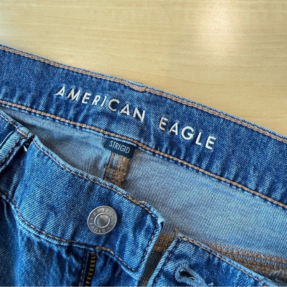 American Eagle Strigid Low Rise Ultra Wide Leg Jeans Women’s Sz 2 Short Blue - Picture 10 of 16